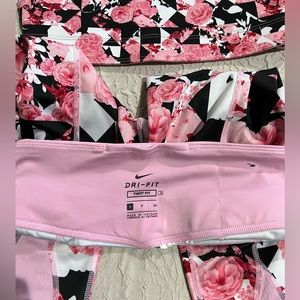 Nike Swoosh Girl's Printed Reversible Sports Bra &Training Tights & shorts